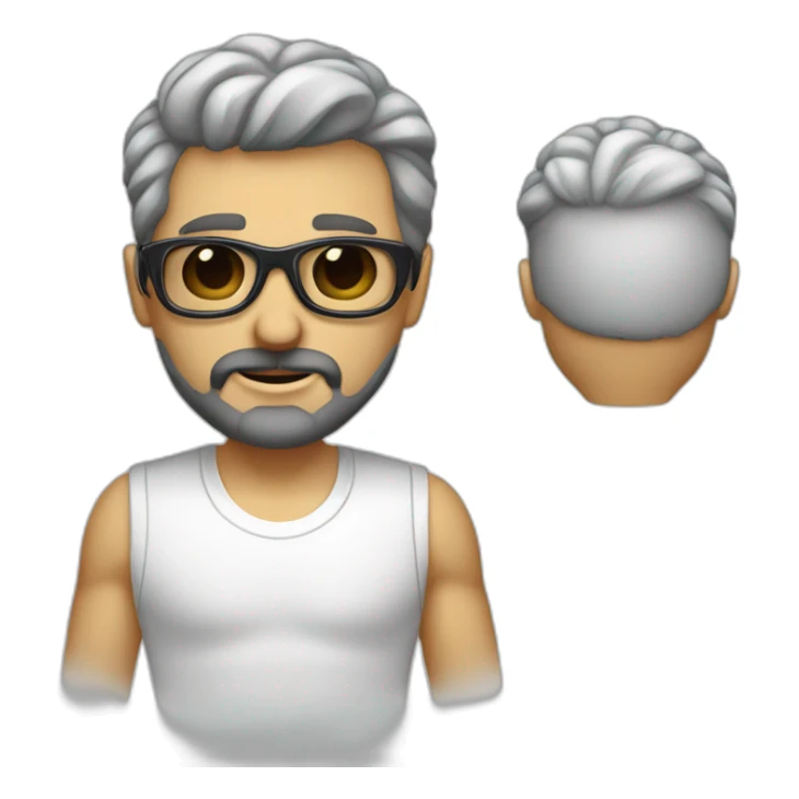hombre blanco con barba corta blanca y gafas metálicas sticker