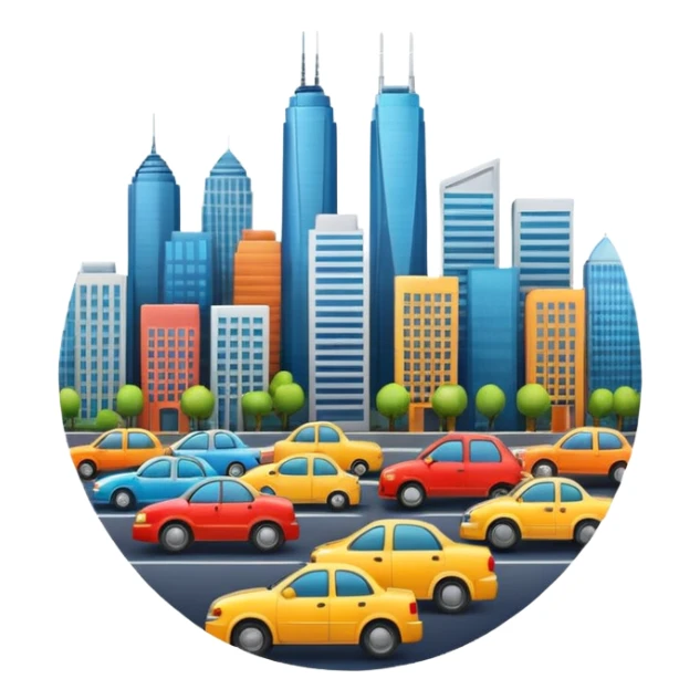 round emoji of a realistic city sticker