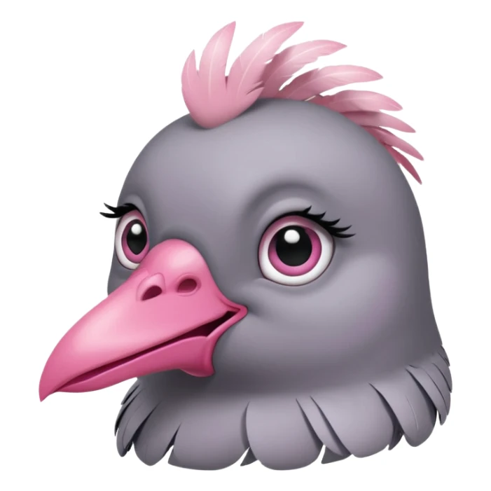 pigeon head with long eyelashes and sassy 'yasss' hands, expressive, fun sticker