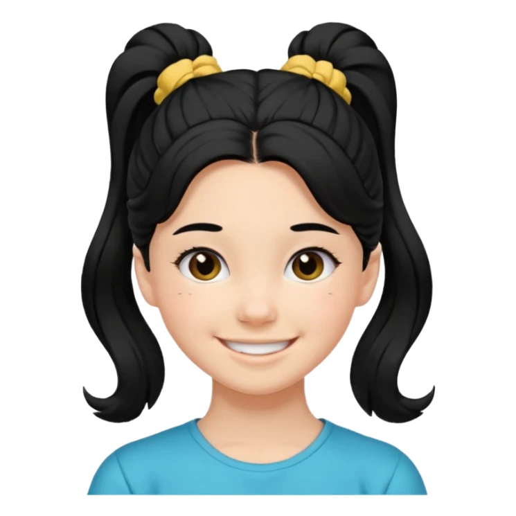 Teen girl with scrunchie ponytail black hair sticker