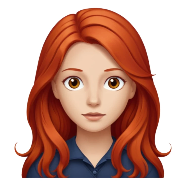 Stefanie Ridel with long red hair, brown eyes sticker