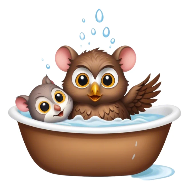 1 rat and 1 owl taking a bath together  sticker
