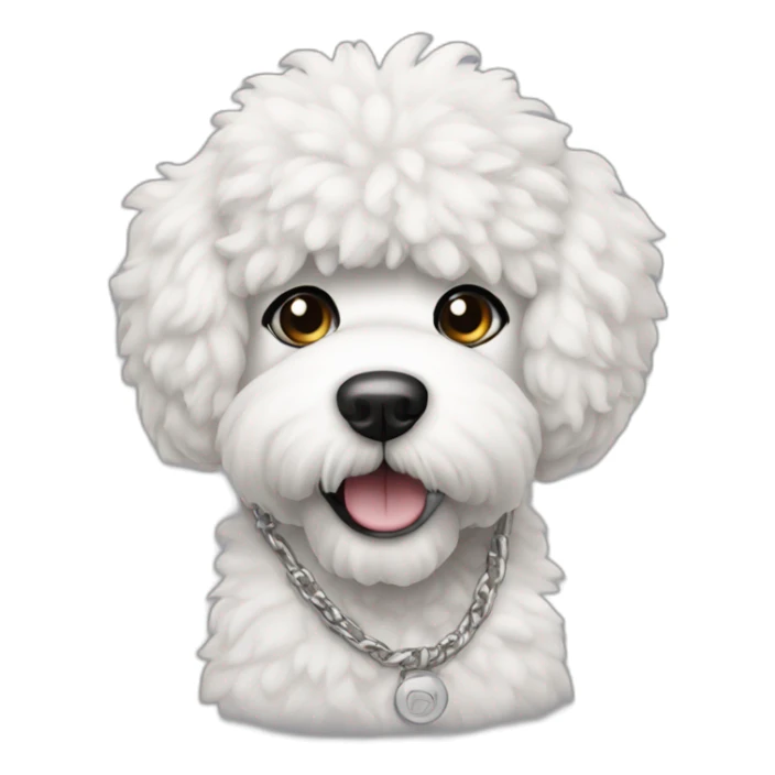 rapper-with hoop-white skin-black hair-beard-bichon dog-white-smile sticker
