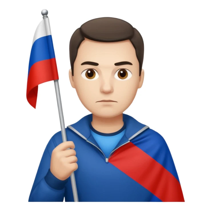 realistic man with russian flag in hand sticker