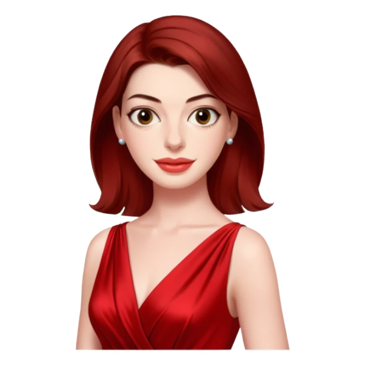 Anne Hathaway in red dress, hot sticker