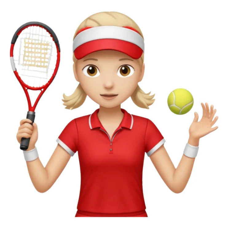white young girl playing tennis, wearing a red outfit sticker