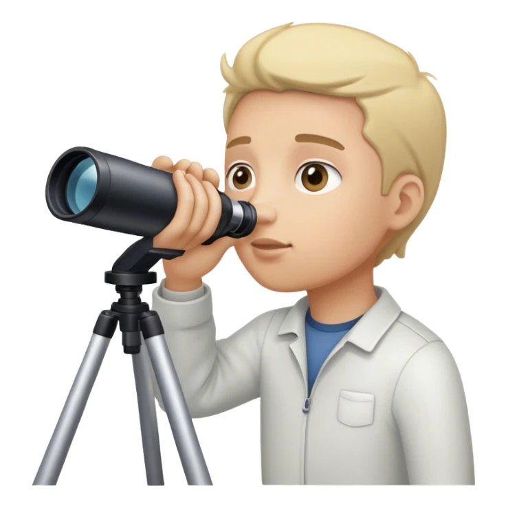 A person looking through a telescope, focusing on something far in the distance sticker