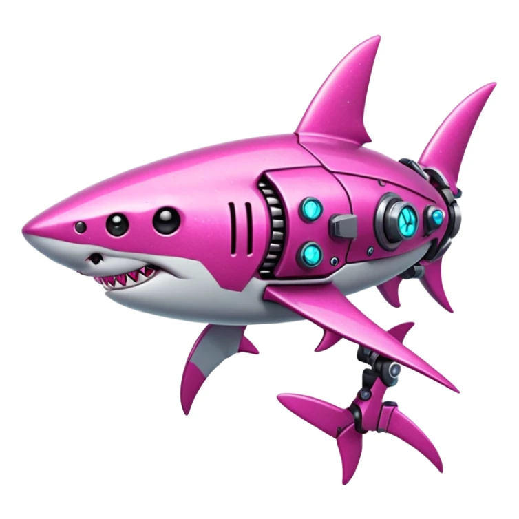 glitter mech shark pink cyberpunk sticker