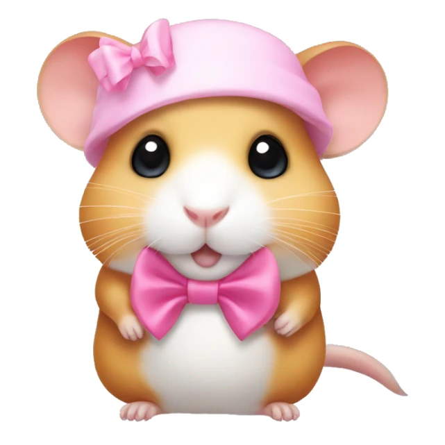 Hamster with cute eyes wearing a pink bow on the head sticker