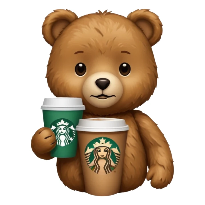 teddy bear with one cup of starbucks coffee sticker