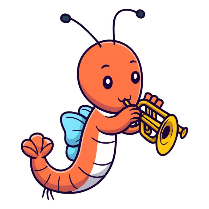 shrimp playing the trumpet sticker