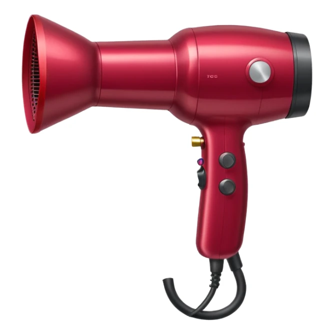burgundy blow dryer with a ribbon sticker