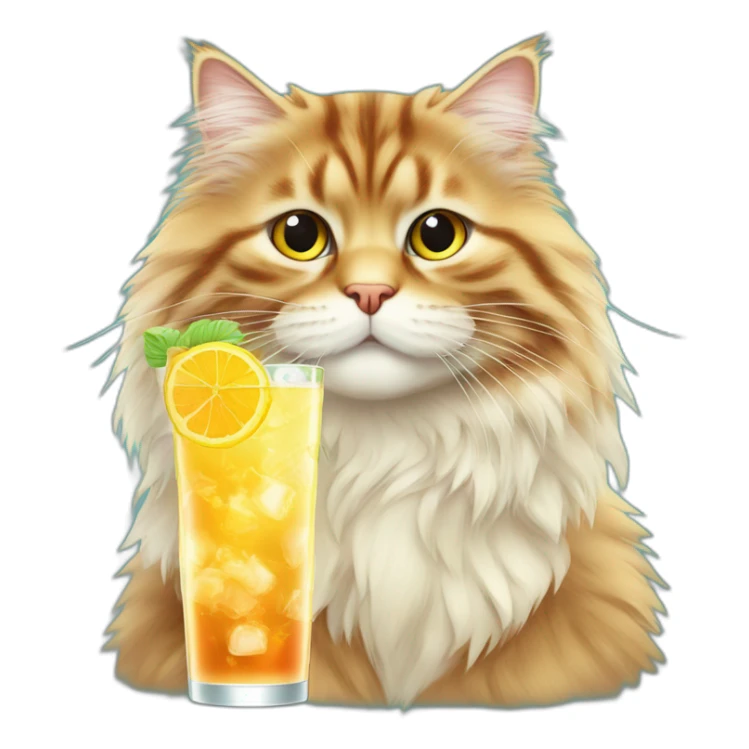 Siberian cat With cocktail at summer sticker