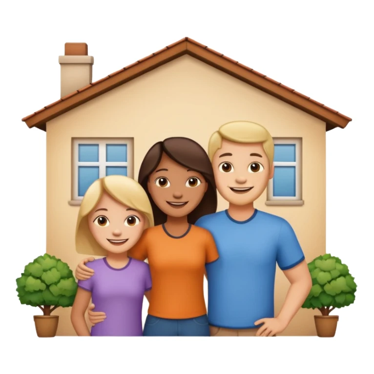 family of 4 inside a house outline sticker