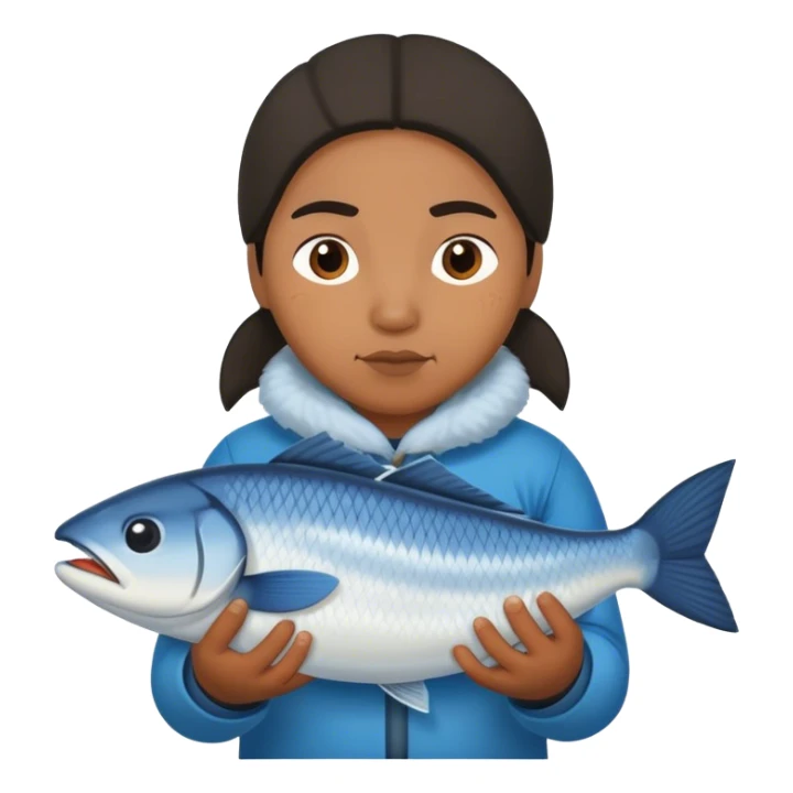 inuit with fish photrealistic sticker
