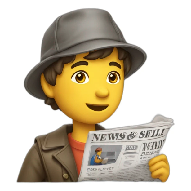 A newsboy selling a newspaper sticker