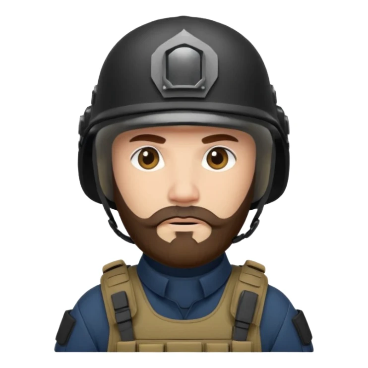 SWAT member with white skin and brown beard sticker