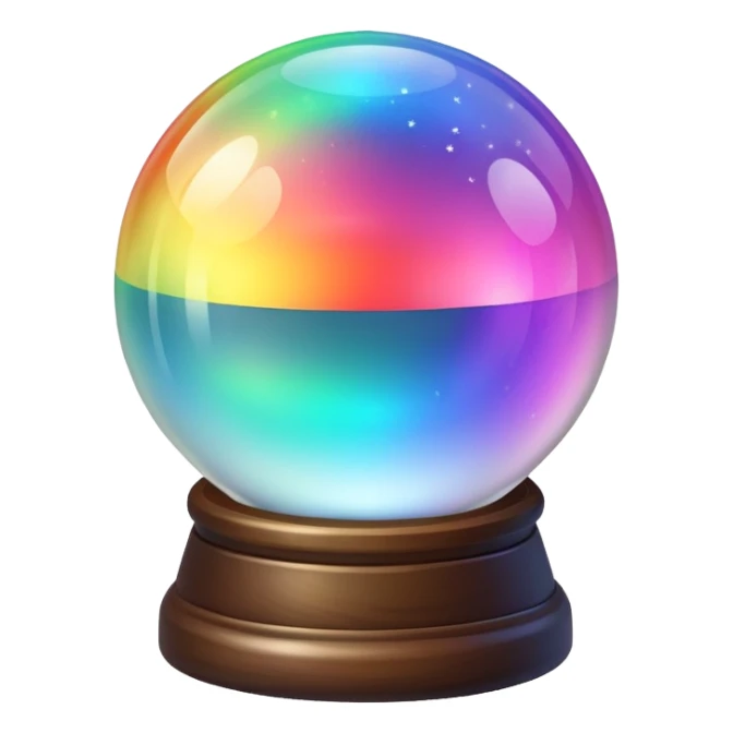 White glowing crystal ball rainbow iridescent glow sticker