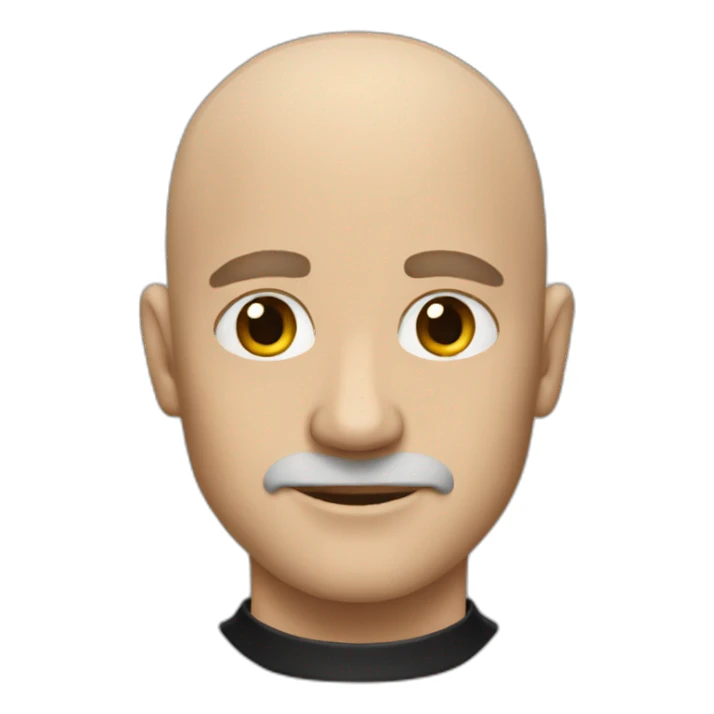 Emoji of a bald white man with a strong face dressed in black  sticker