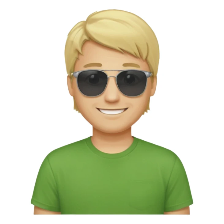 Mann, blond, sonnenbrille, grünes t-shirt, lächelns sticker