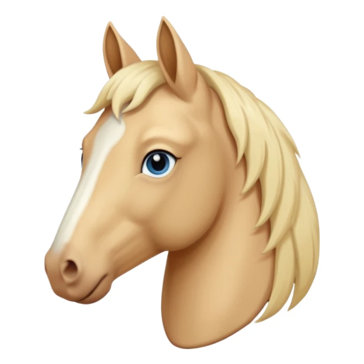 create a horse head with a short mane, the horse and mane should be the same color, very light cream and the horse should have light blue eyes sticker