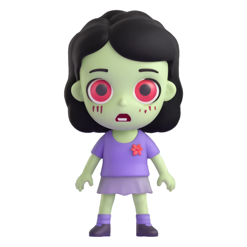 girl zombie with black hair sticker