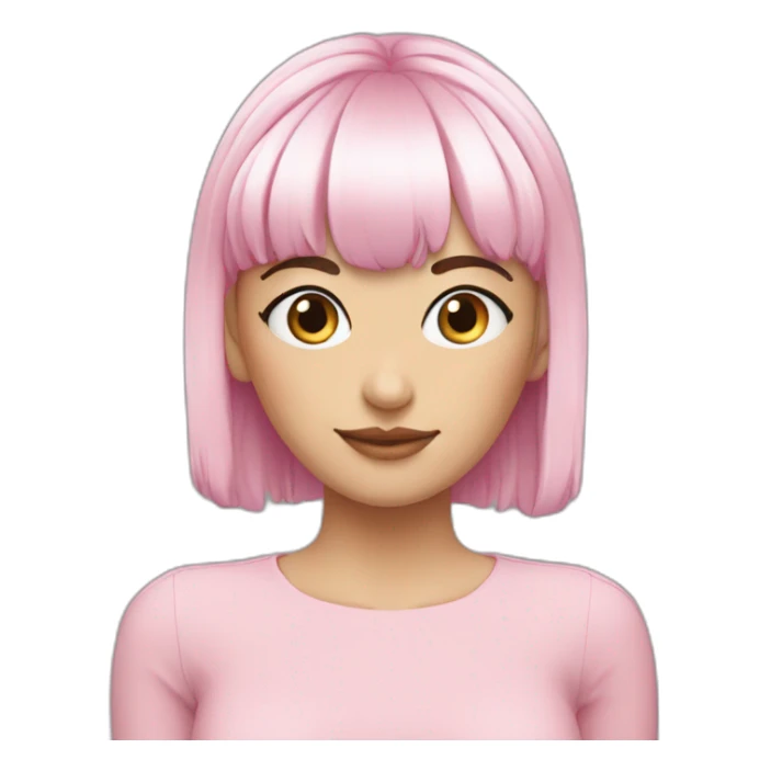 short pixie bangs platinated woman pink hair band sticker