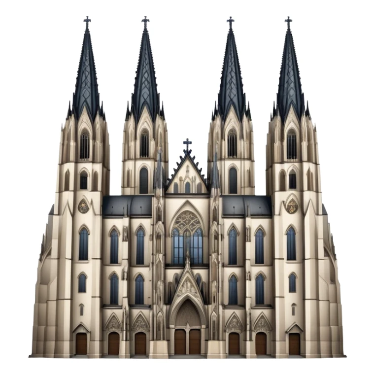 Cinematic Realistic Cologne Cathedral Landmark Emoji, showcasing Gothic architecture rendered with detailed stone textures and majestic, dynamic lighting. two tall  tall towers on either side sticker