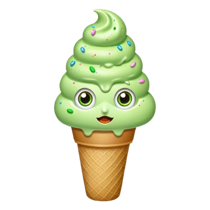 sprinkled green ice cream with eyes sticker