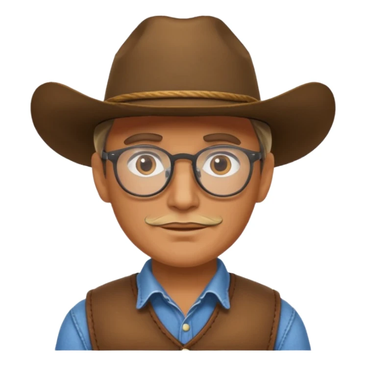 cow boy with eye glass sticker