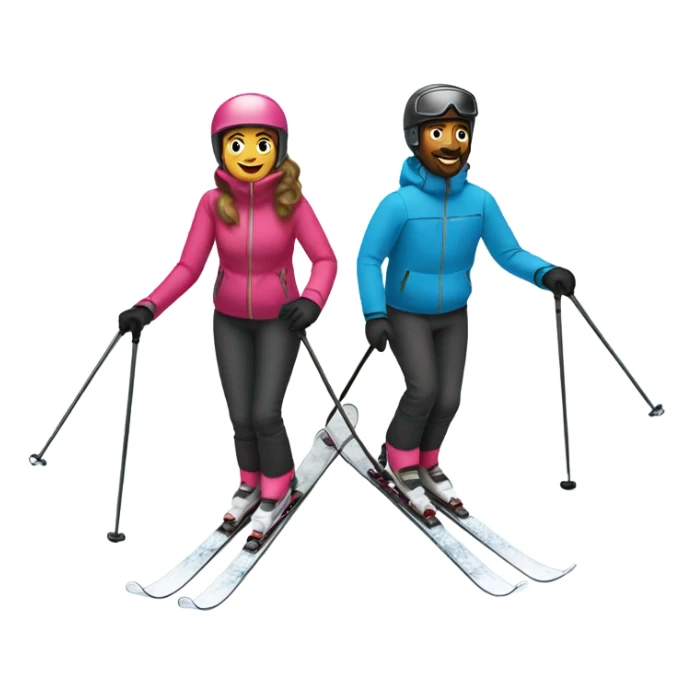 husband and wife skiing sticker