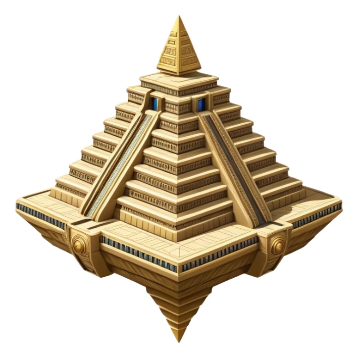 Annunaki spaceship, a massive floating ziggurat-like structure, blending ancient Sumerian aesthetics with high-tech propulsion systems sticker