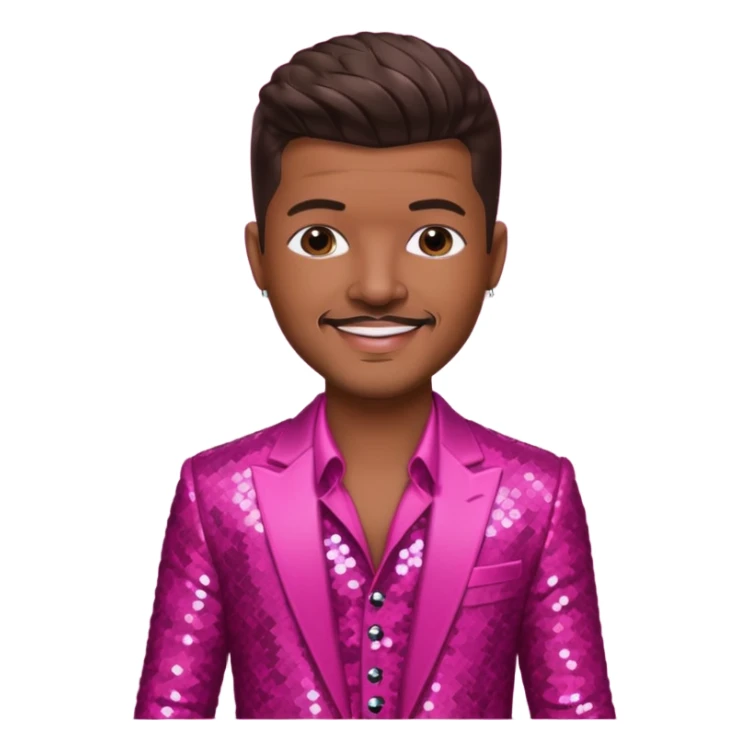 Robin Thicke with dark brown hair, dark pink sequin outfit sticker