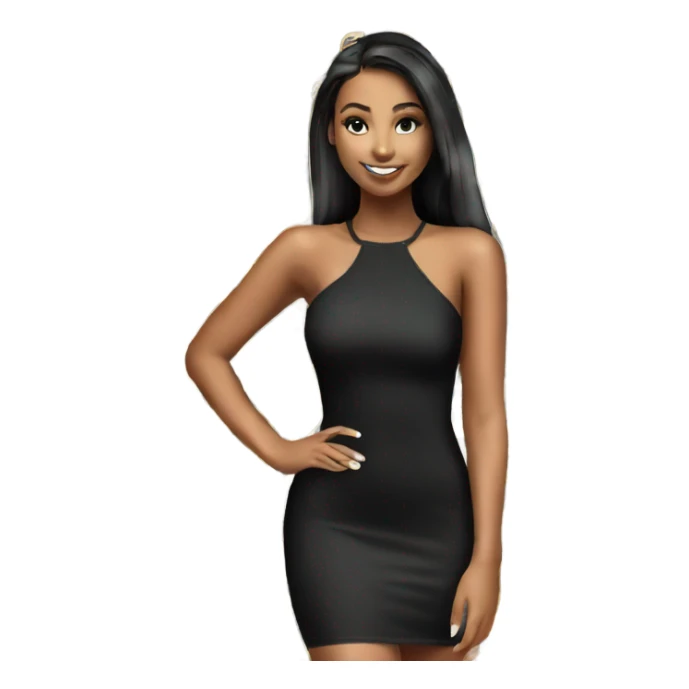 Girl taking a selfie full body black bodycon dress sticker