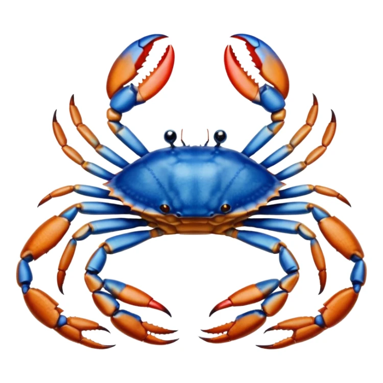 A blue crab with eight legs and two pincers sticker