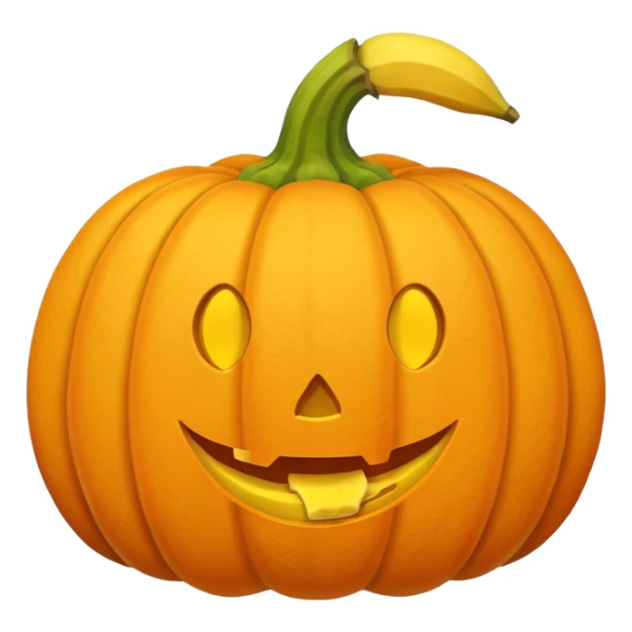 pumpkin plushie with banana peel on top sticker