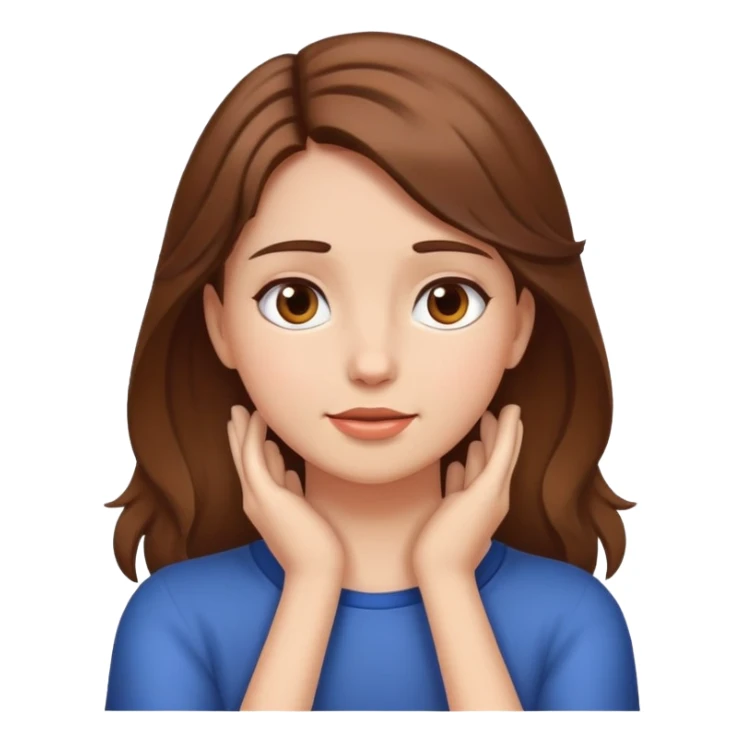 girl with brown hair and with hands on her neck sticker