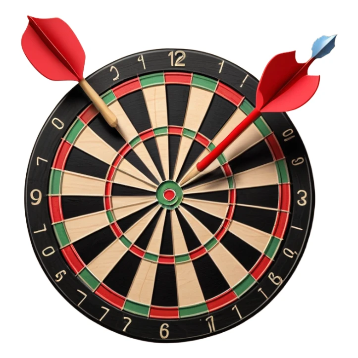 dartboard with a dart hitting bullseye sticker