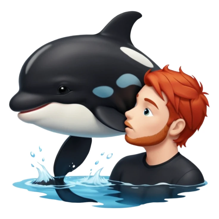 Red head male kissing orca sticker