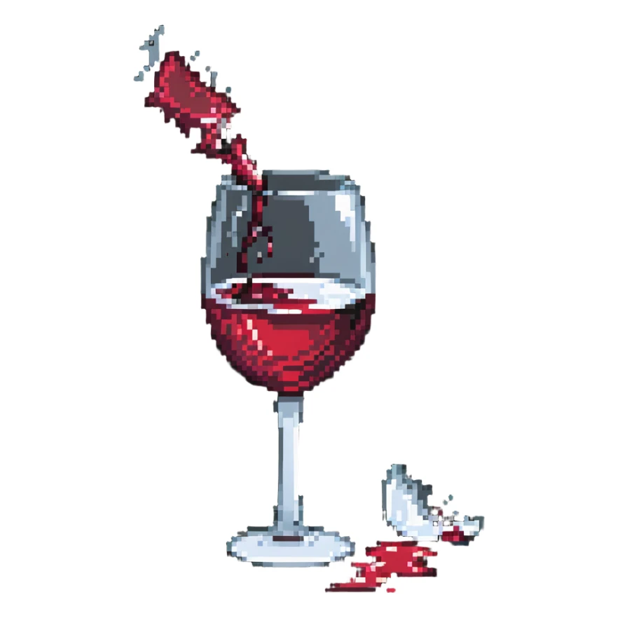 broken wine glass with spilled wine sticker