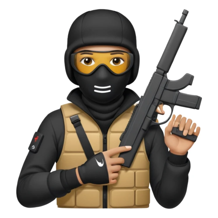 Yn holding a Glock with a switch wearing a Nike ski mask sticker