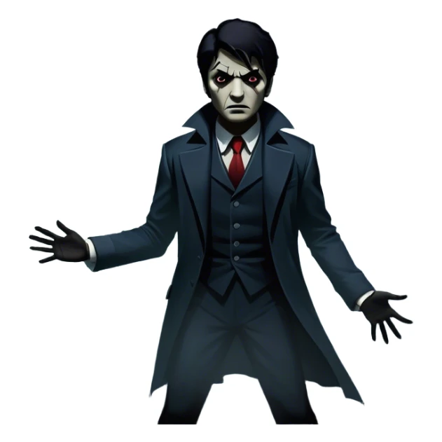 Thriller Movie Icon: A dramatic, intense movie poster-style collage. Dark, moody colors with shadows and high-contrast lighting. Include mysterious elements like an ominous figure, a broken window, and fog. A sense of suspense and tension. Transparent background. sticker