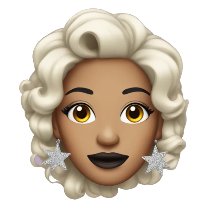 Drag Queen with Black ad Sliver Hair with Star Earrings sticker