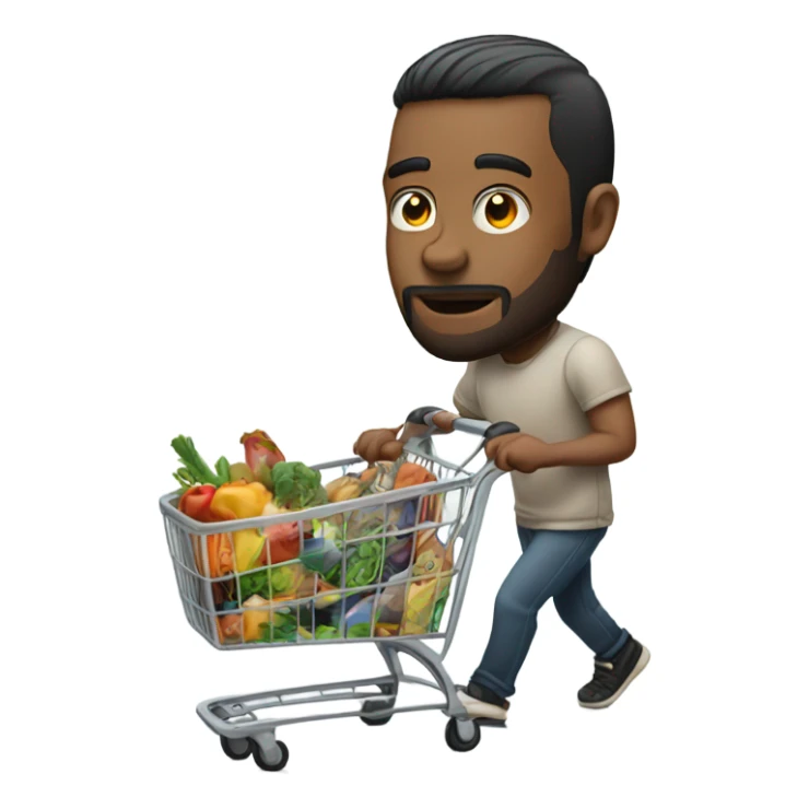 Man with tattoos pushing a shopping cart sticker