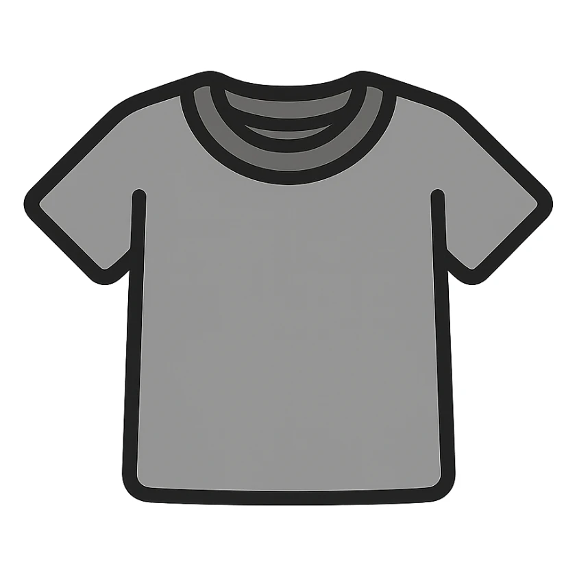 grey t-shirt icon, flat style, clean lines, no text sticker