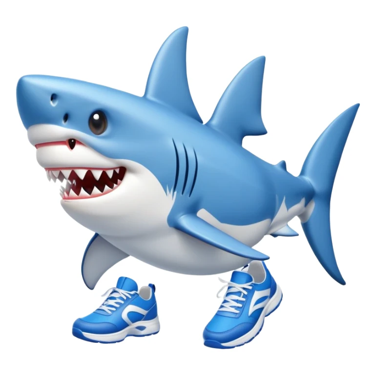 shark with four legs and blue sneakers sticker