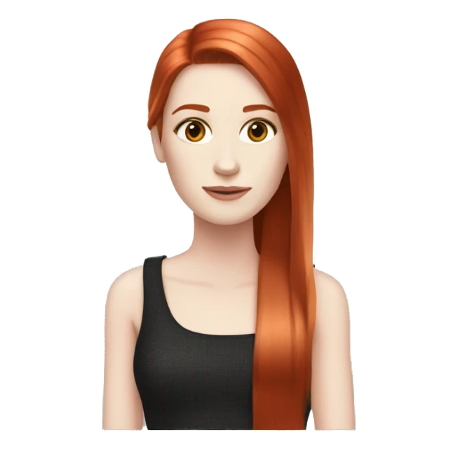 Red head long straight hair pale skin Chanel  sticker