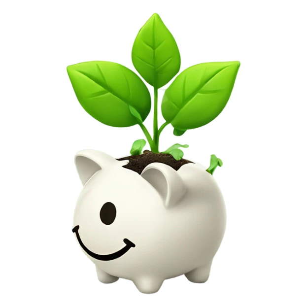 money saving with plant sprout growing on top sticker