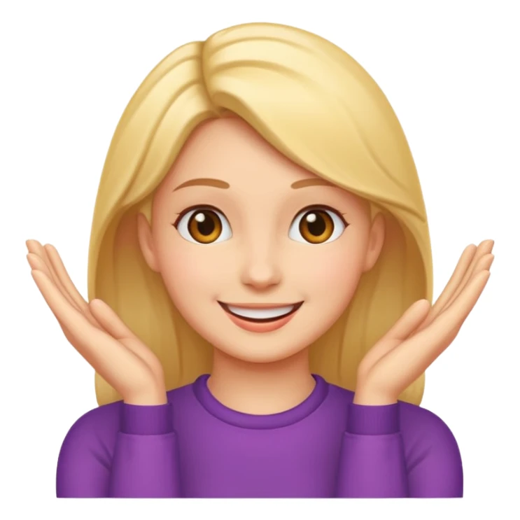 femenine smiling face posing with hands under chin sticker