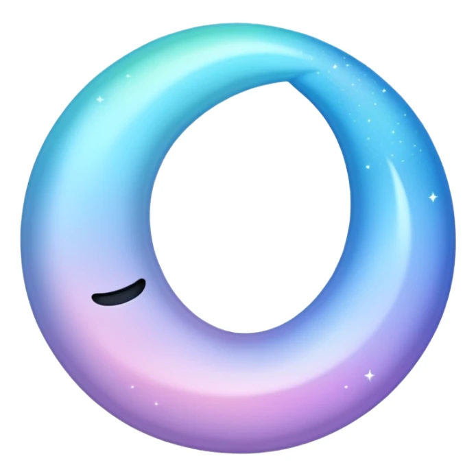 sparkly glossy pastel blue-gradient crescent moon, no face sticker